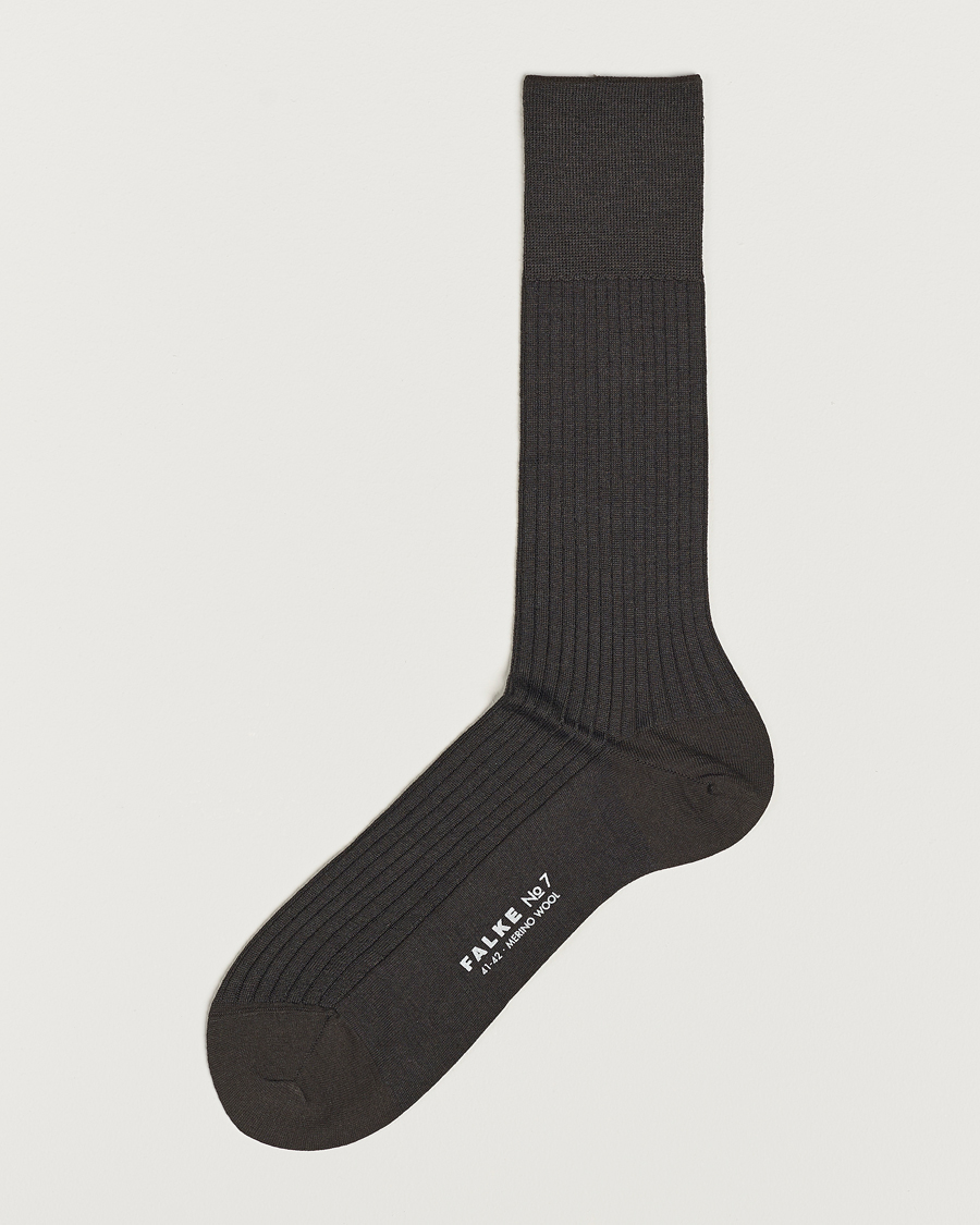 Heren |  | Falke | No. 7 Finest Merino Ribbed Socks Brown