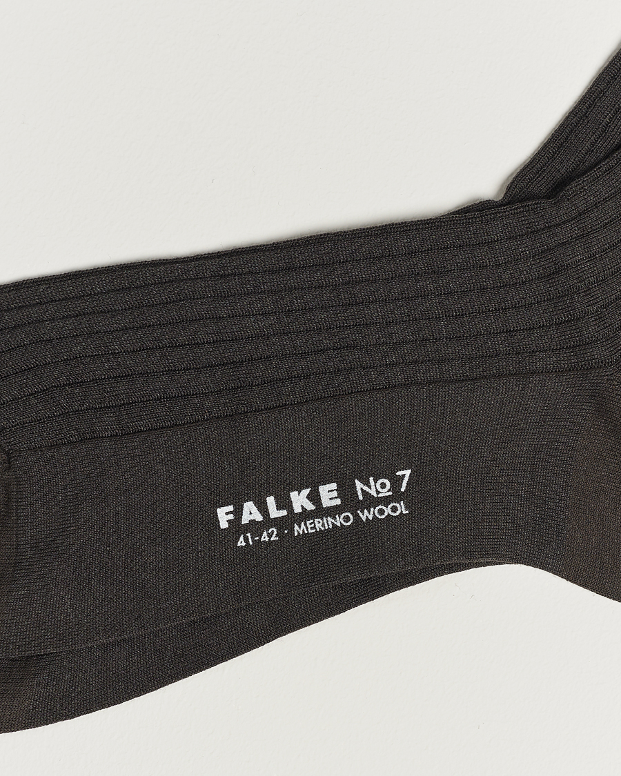 Heren | Ondergoed | Falke | No. 7 Finest Merino Ribbed Socks Brown