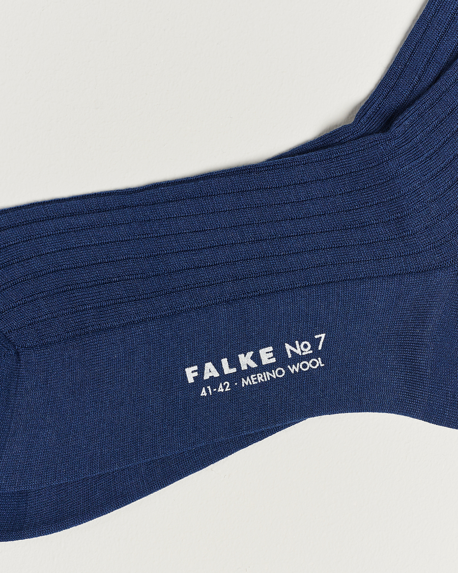 Heren |  | Falke | No. 7 Finest Merino Ribbed Socks Royal Blue