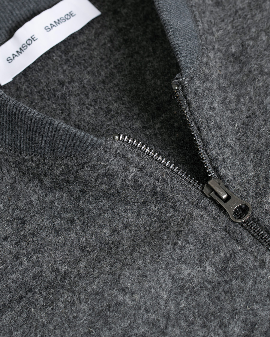 Heren | Truien | Samsøe Samsøe | Samsøe & Samsøe Allaro Full Zip Wool Cardigan Dark Grey Melange