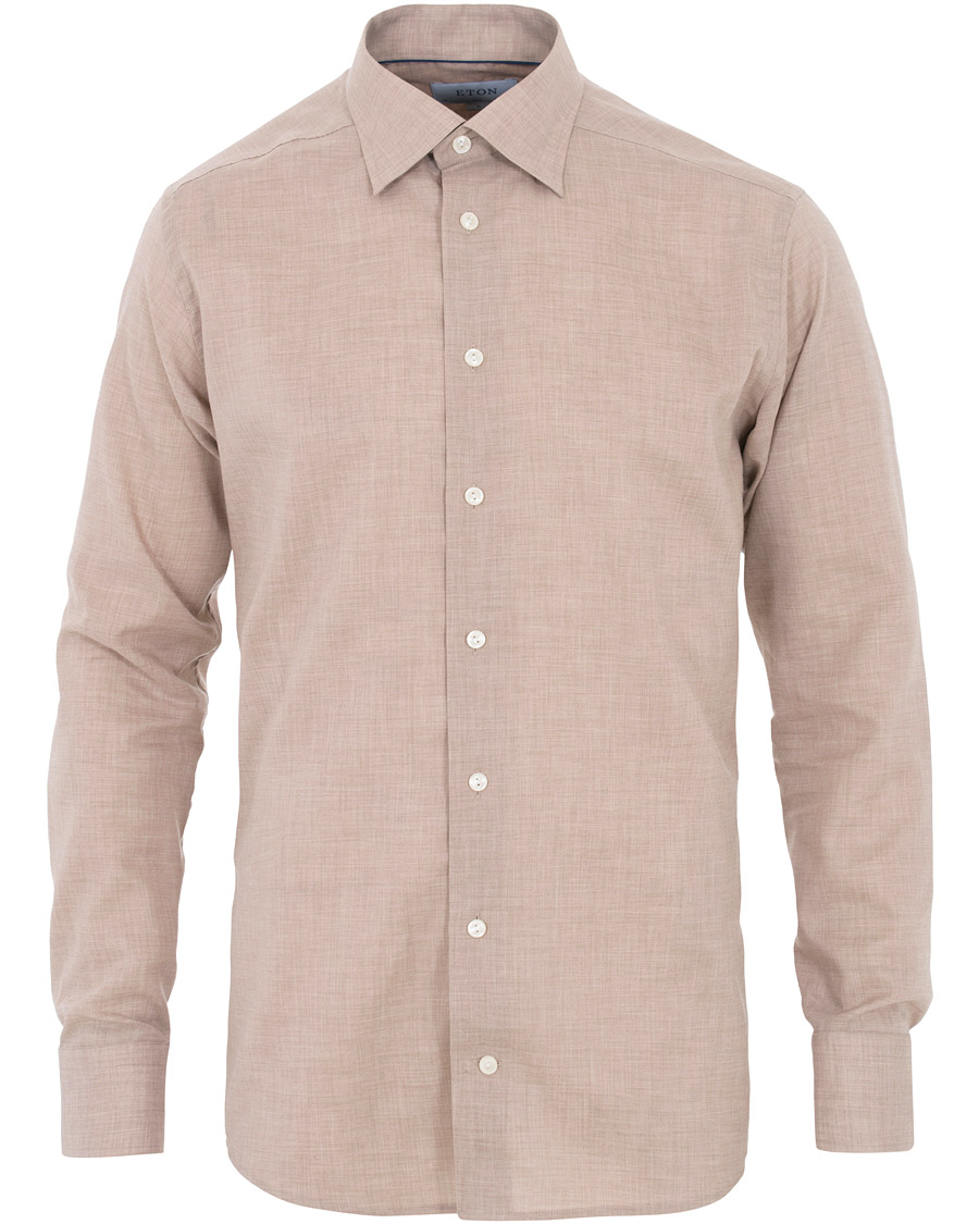 Heren | Overhemden | Eton | Slim Fit Lightweight Flannel Shirt Sand