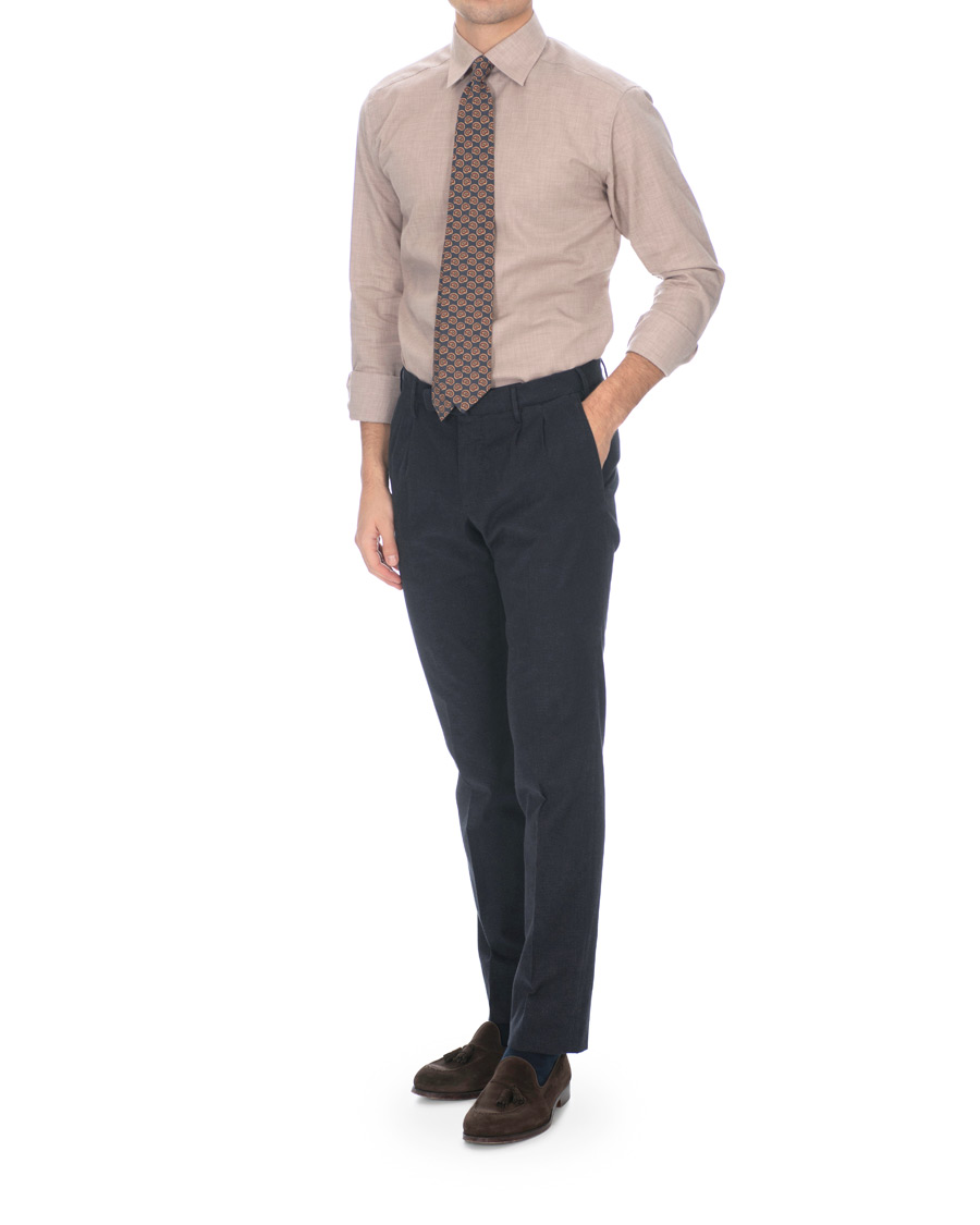 Heren | Overhemden | Eton | Slim Fit Lightweight Flannel Shirt Sand