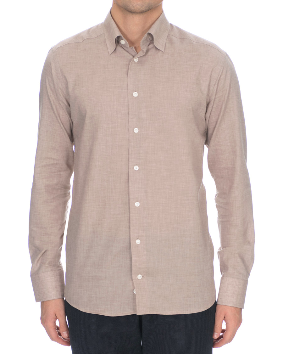 Heren | Overhemden | Eton | Slim Fit Lightweight Flannel Shirt Sand