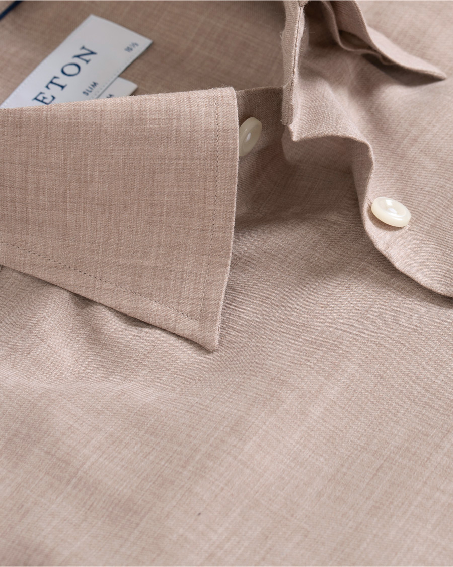 Heren | Overhemden | Eton | Slim Fit Lightweight Flannel Shirt Sand