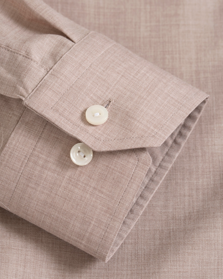 Heren | Overhemden | Eton | Slim Fit Lightweight Flannel Shirt Sand