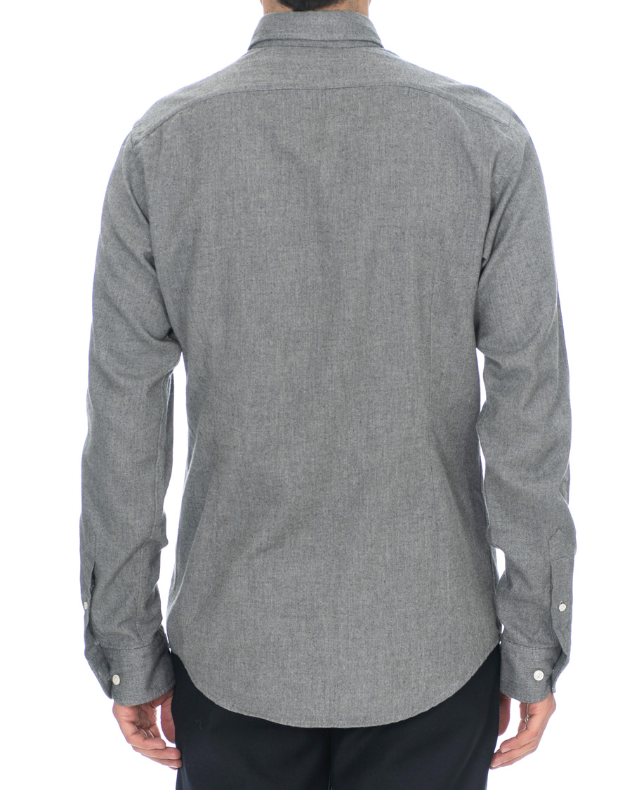 Heren | Overhemden | Eton | Slim Fit Flannel Button Under Shirt Light Grey