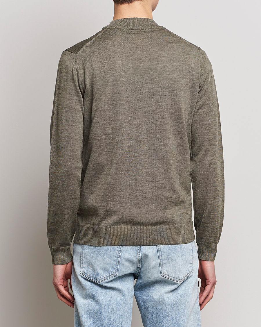 Heren | Truien | Stenströms | Merino Full Zip Olive