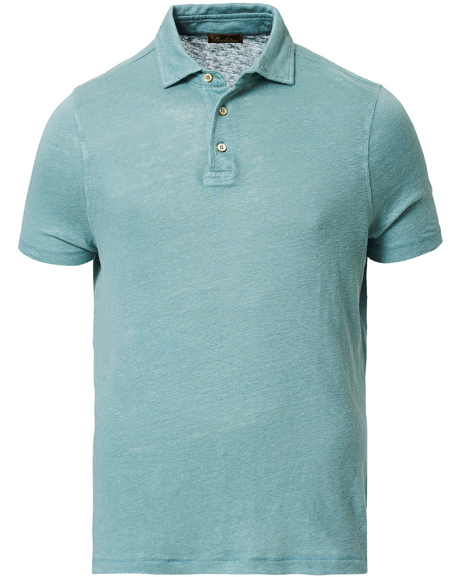 Heren | Polo's | Stenströms | Linen Polo Shirt Mint