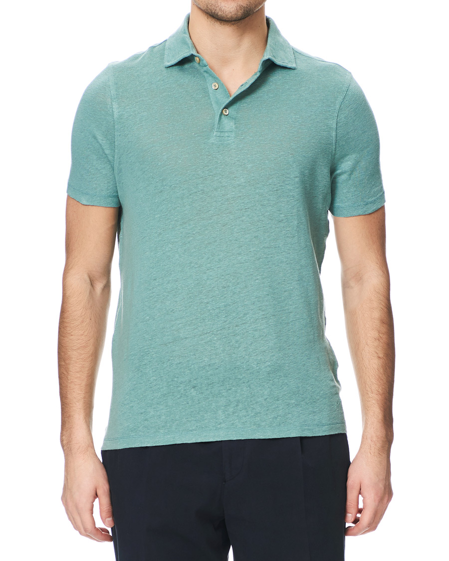 Heren | Polo's | Stenströms | Linen Polo Shirt Mint