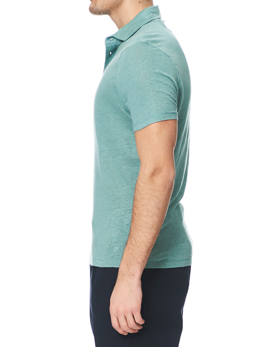 Heren | Polo's | Stenströms | Linen Polo Shirt Mint