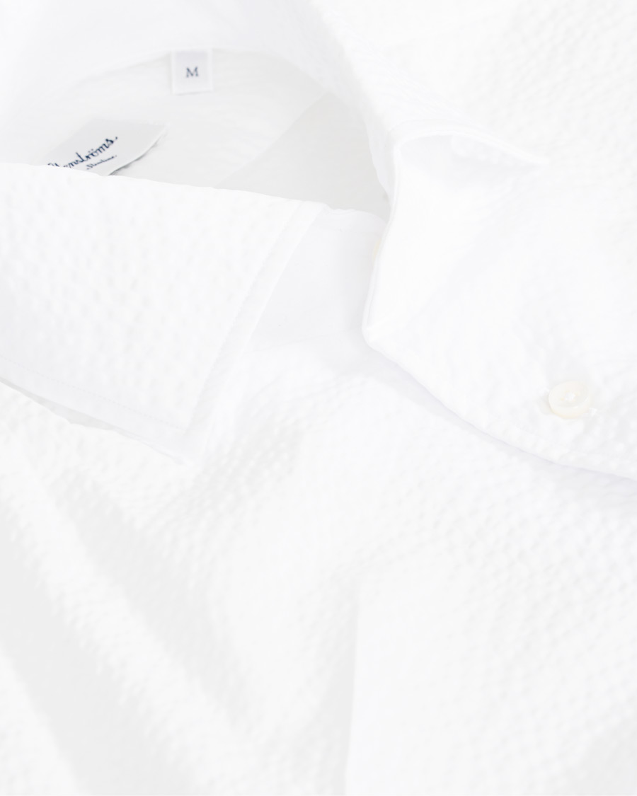 Heren | Overhemden | Stenströms | Slimline Seersucker One Piece Collar Shirt White