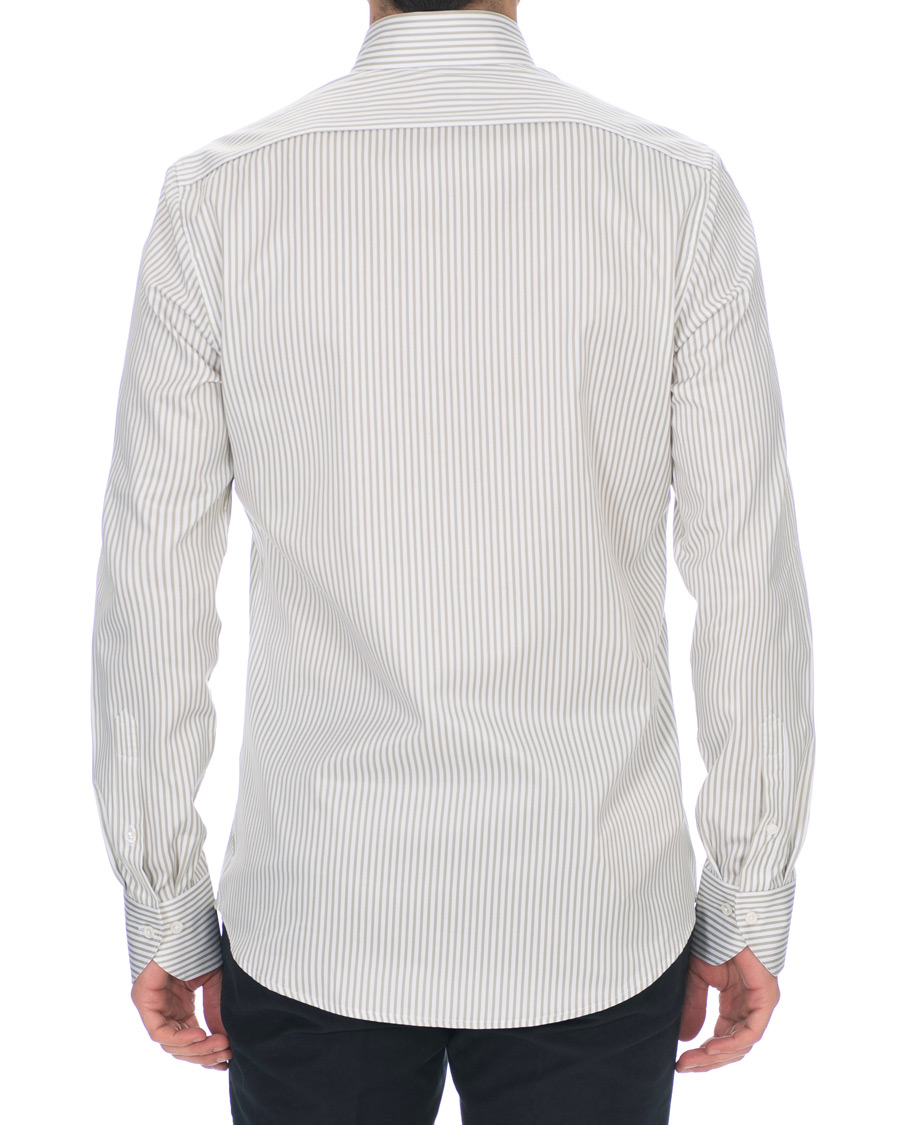 Heren | Overhemden | Stenströms | Slimline Striped Twill Button Down Shirt Green