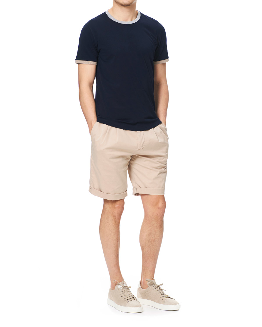 Heren | T-shirts | Brunello Cucinelli | Contrast Collar Short Sleeve T-Shirt Navy/Grey