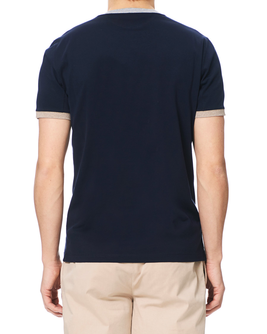 Heren | T-shirts | Brunello Cucinelli | Contrast Collar Short Sleeve T-Shirt Navy/Grey