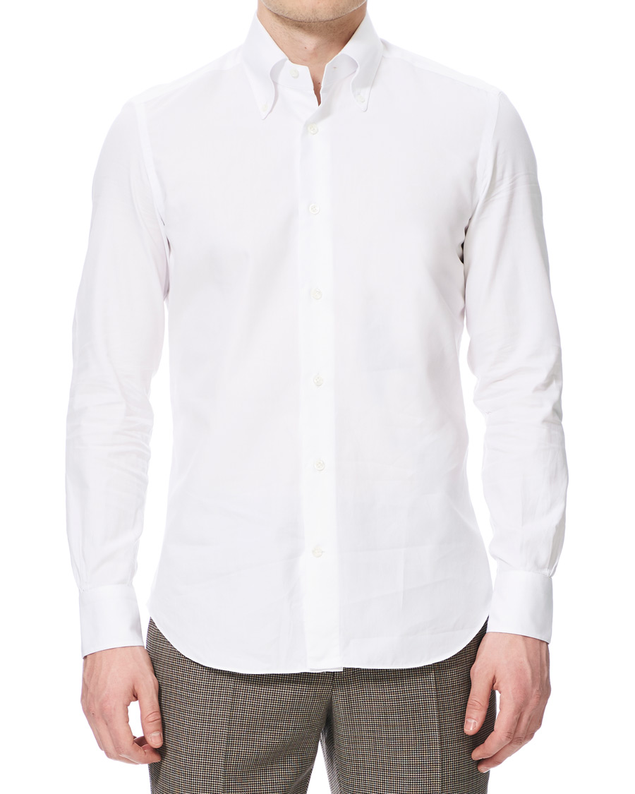 Heren | Overhemden | Mazzarelli | Soft Oxford Button Down Shirt White