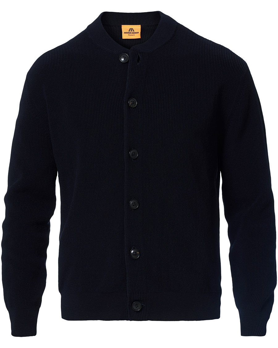 Heren | Truien | Andersen-Andersen | Organic Cotton Skipper Jacket Navy Blue