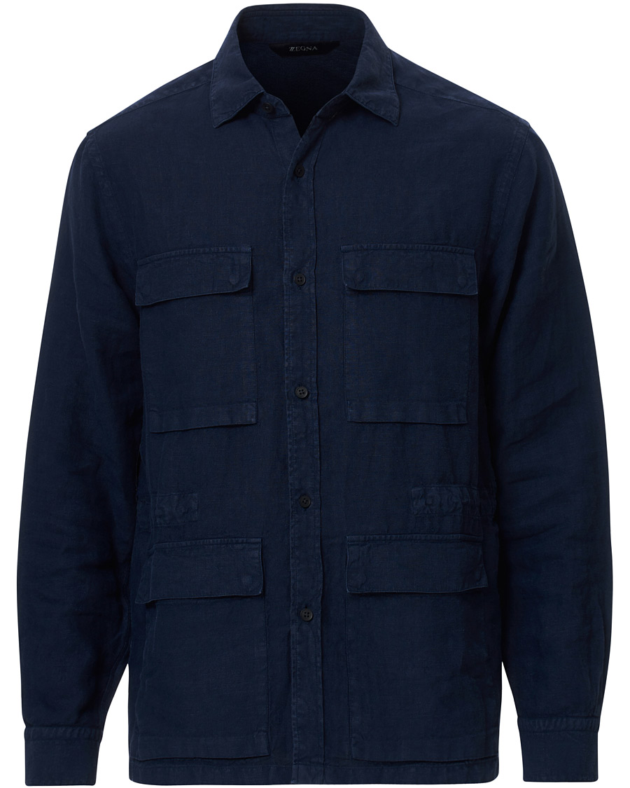 Heren | Jassen | Z Zegna | Sahariana Linen Overshirt Navy
