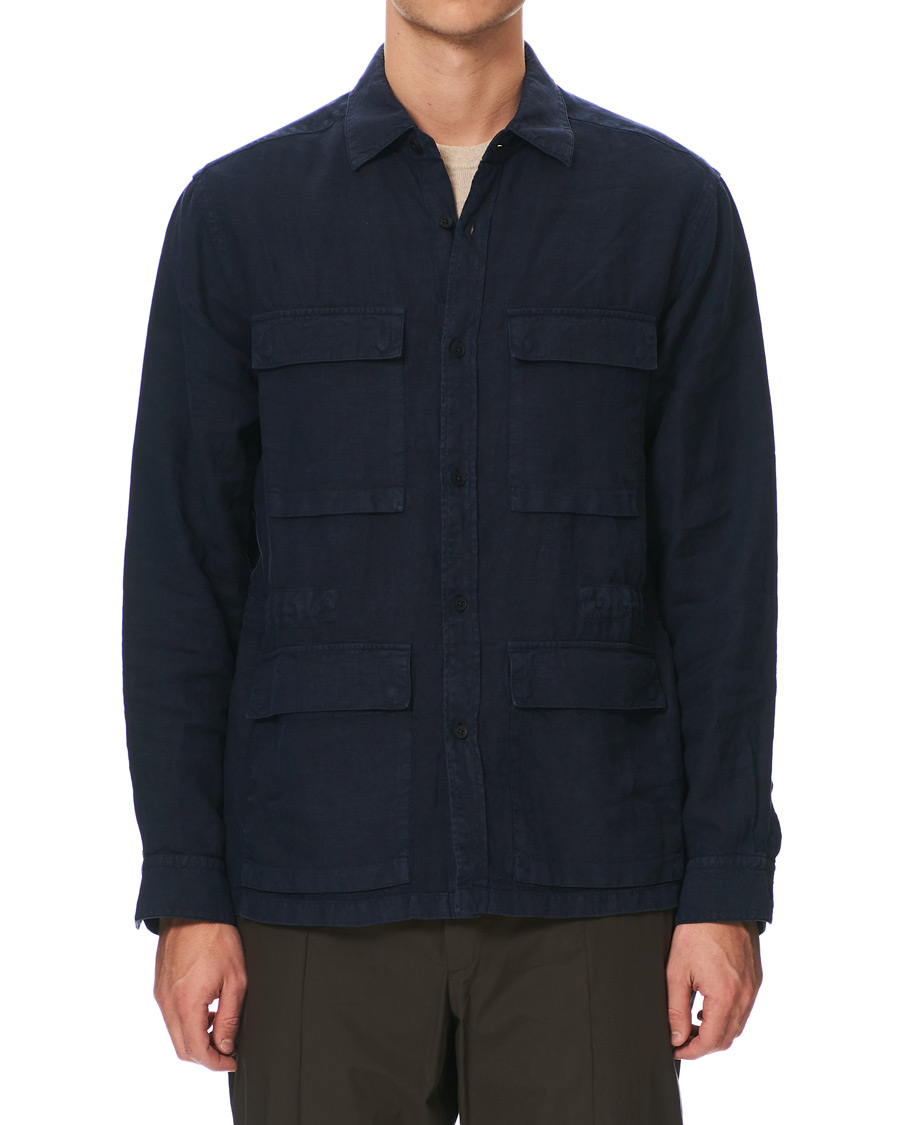 Heren | Jassen | Z Zegna | Sahariana Linen Overshirt Navy