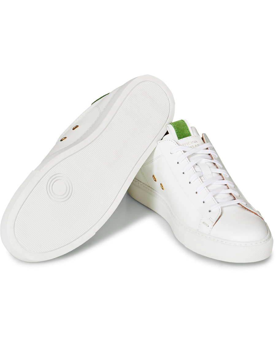 Heren | Slowear Officina Leather Sneaker White/Green | Slowear | Officina Leather Sneaker White/Green