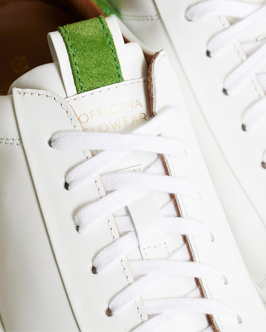 Heren | Slowear Officina Leather Sneaker White/Green | Slowear | Officina Leather Sneaker White/Green