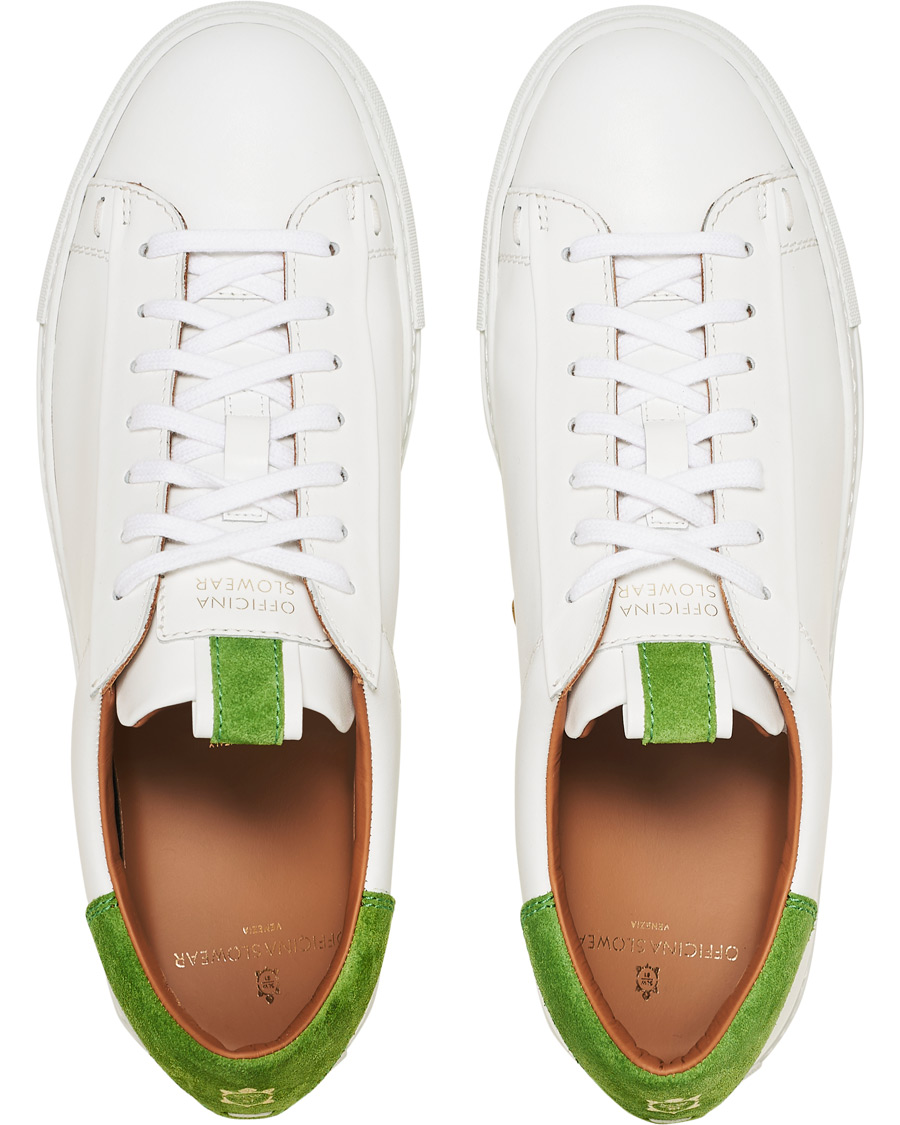 Heren | Slowear Officina Leather Sneaker White/Green | Slowear | Officina Leather Sneaker White/Green