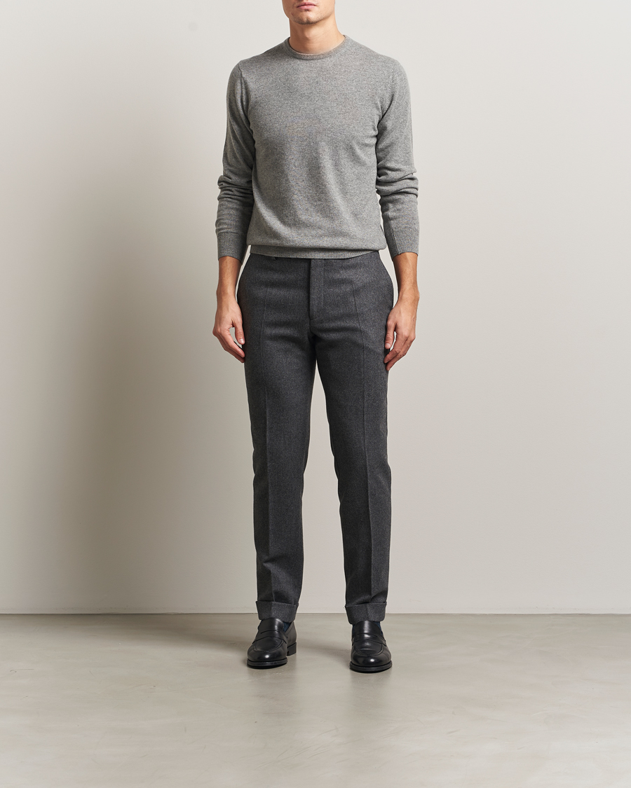 Heren | Truien | Piacenza Cashmere | Cashmere Crew Neck Sweater Light Grey