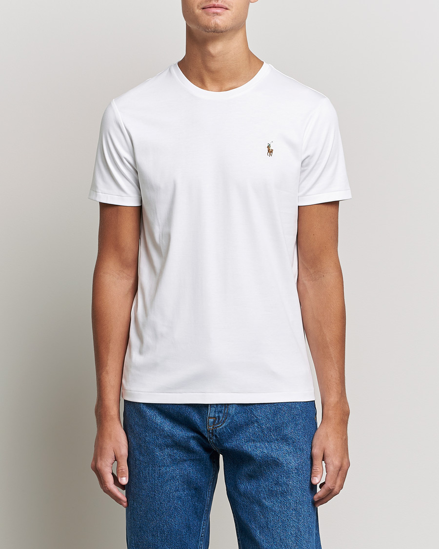 Heren | T-shirts met korte mouwen | Polo Ralph Lauren | Luxury Pima Cotton Crew Neck T-Shirt White