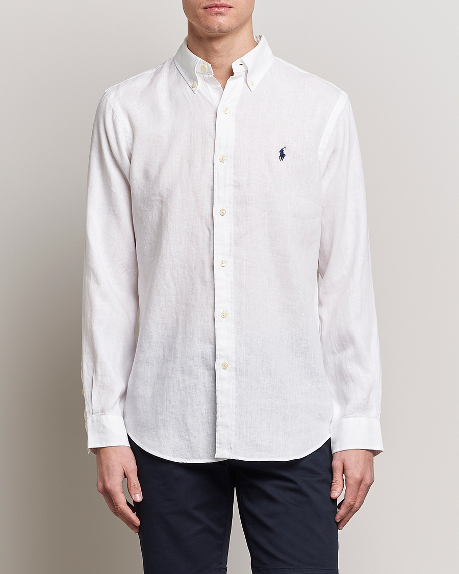 Heren | Overhemden | Polo Ralph Lauren | Custom Fit Linen Button Down White