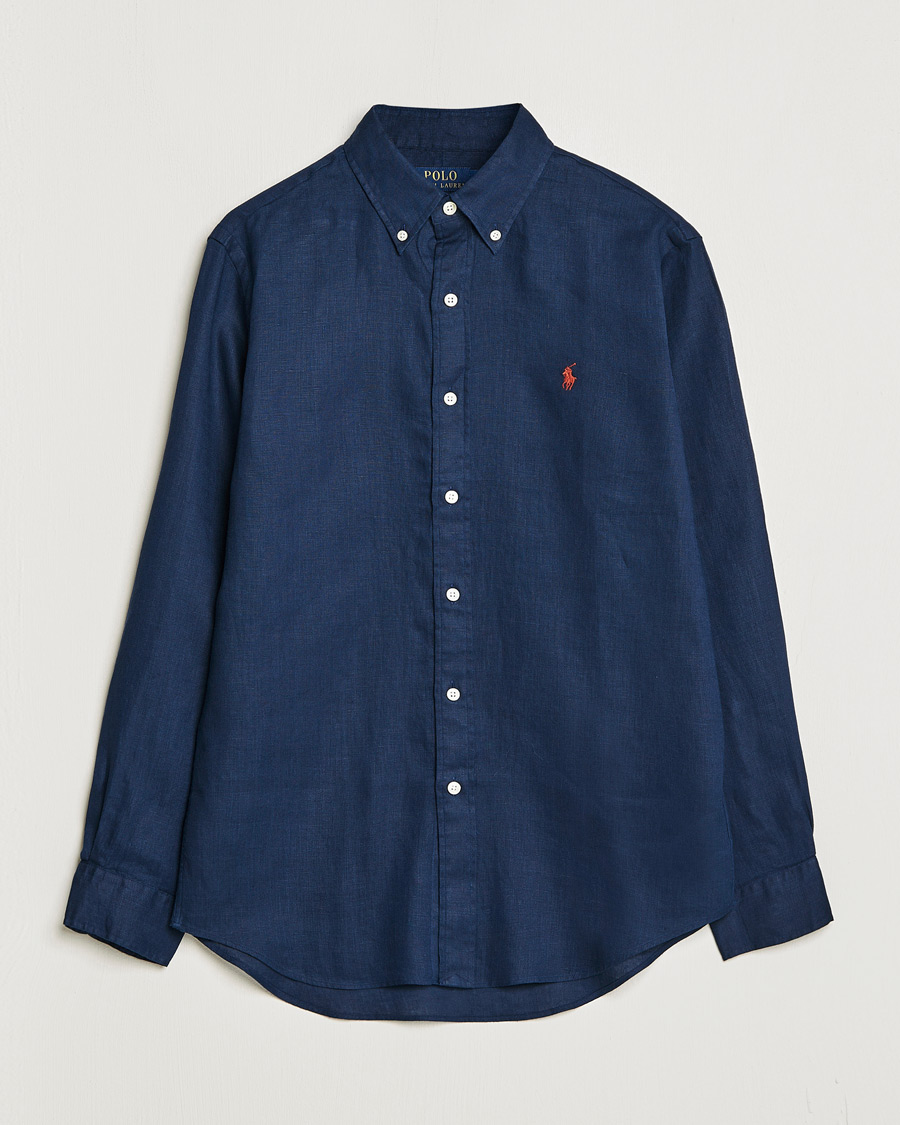 Heren | Overhemden | Polo Ralph Lauren | Custom Fit Linen Button Down Newport Navy