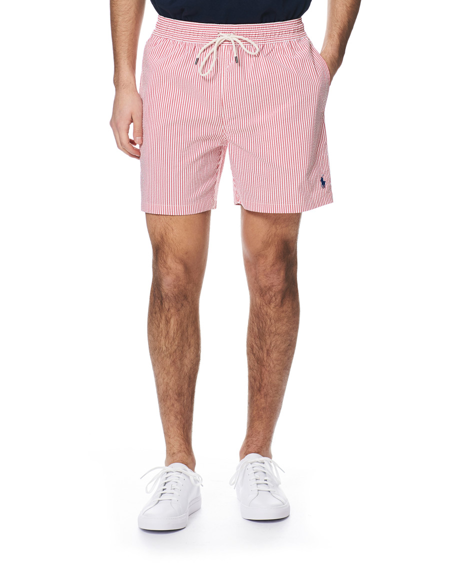 Heren | Zwembroek | Polo Ralph Lauren | Seersucker Stripe Swimshorts Red/White