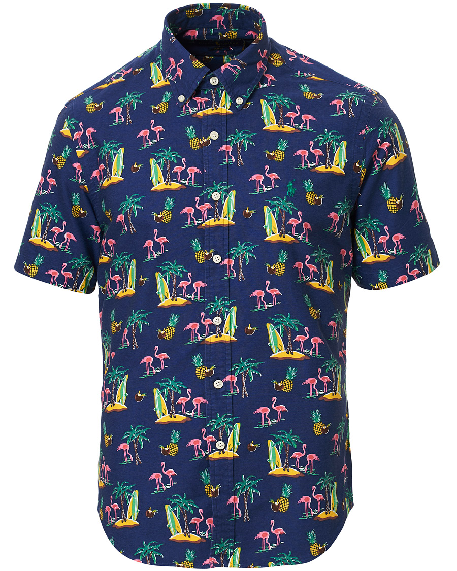 Heren | Overhemden | Polo Ralph Lauren | Slim Fit Printed Short Sleeve Shirt Coconut Flamingo