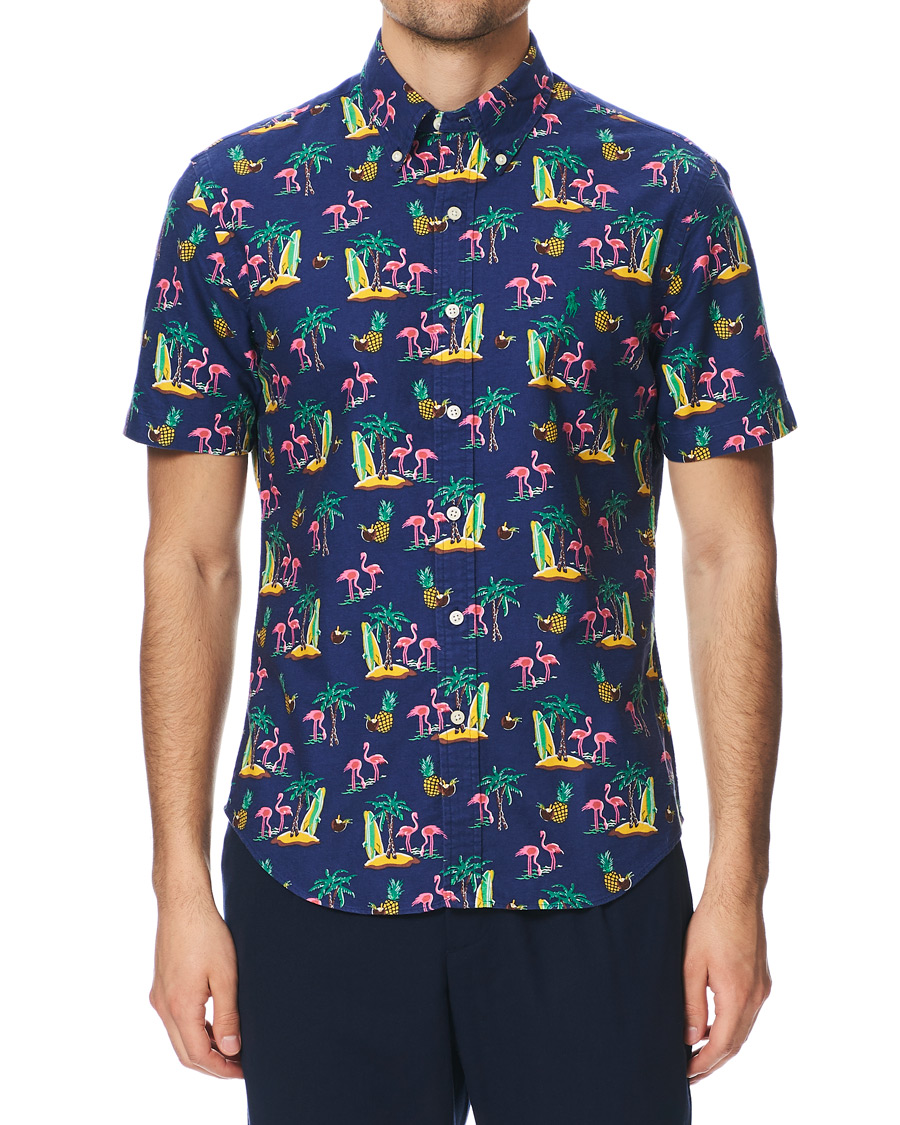 Heren | Overhemden | Polo Ralph Lauren | Slim Fit Printed Short Sleeve Shirt Coconut Flamingo
