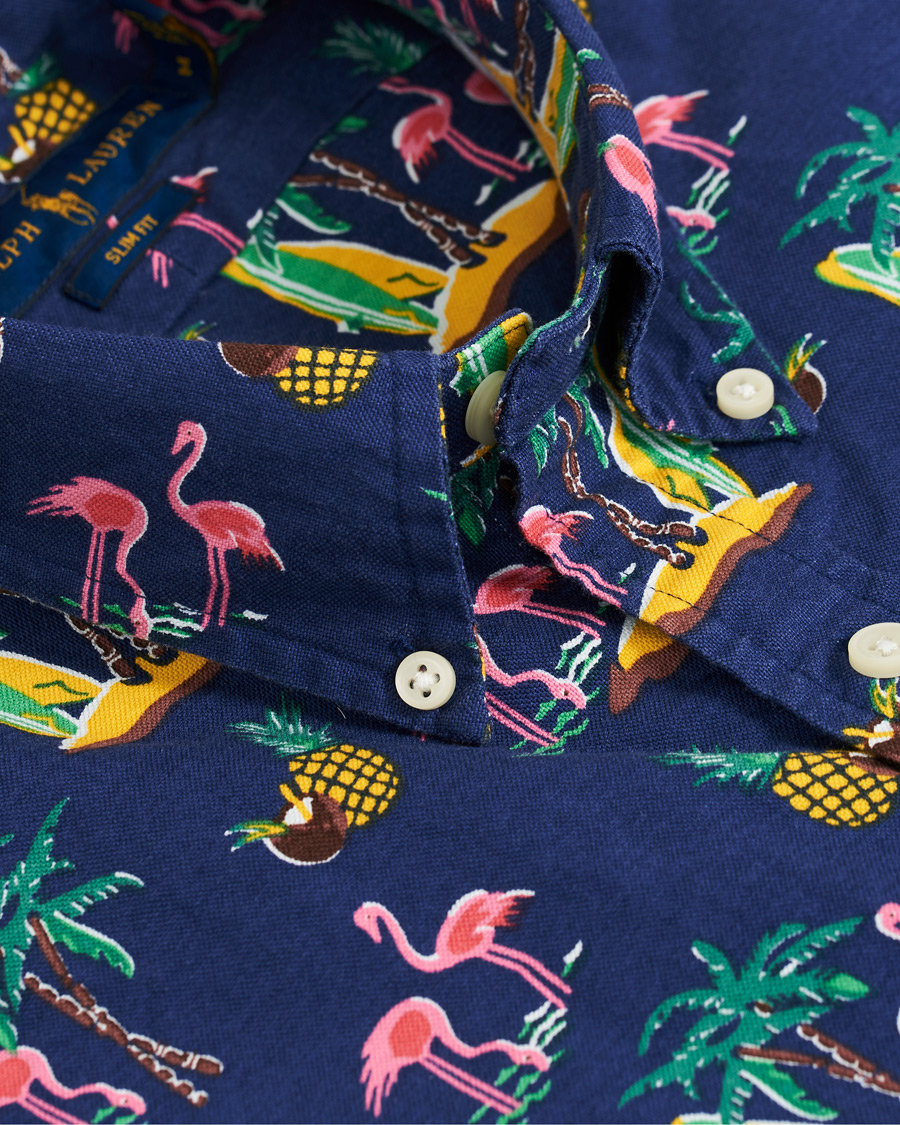 Heren | Overhemden | Polo Ralph Lauren | Slim Fit Printed Short Sleeve Shirt Coconut Flamingo