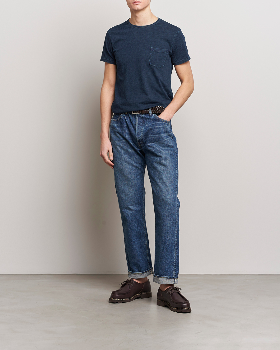 Heren | T-shirts | RRL | Short Sleeve Pocket Tee Rinsed Indigo