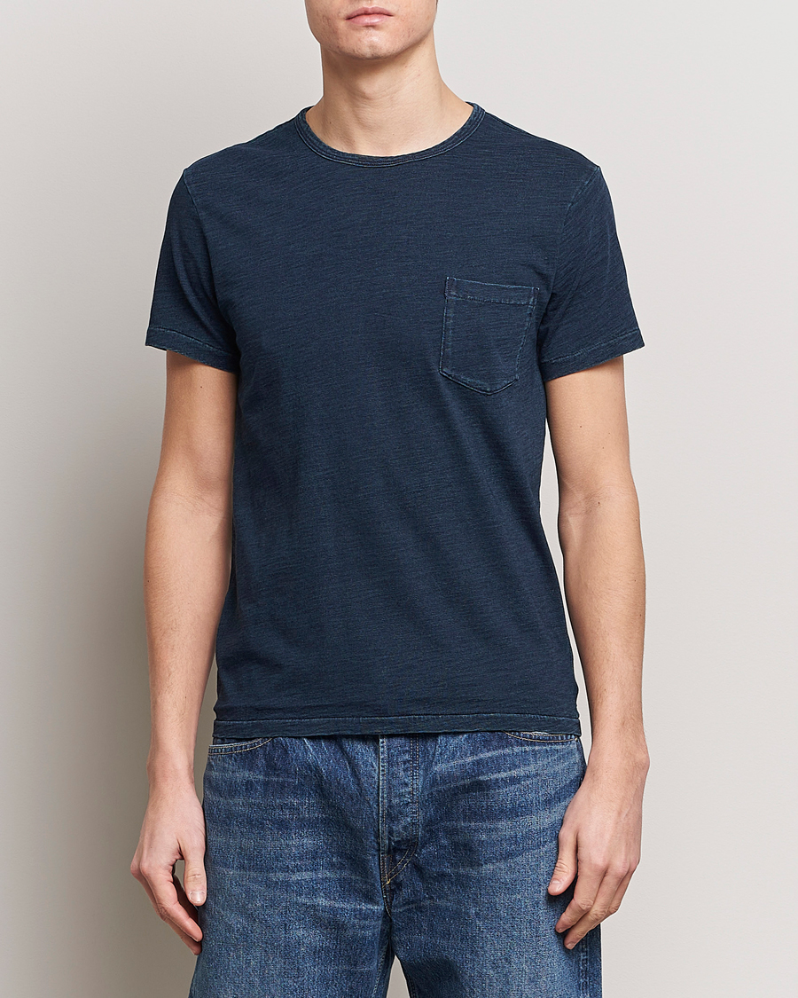 Heren | T-shirts | RRL | Short Sleeve Pocket Tee Rinsed Indigo