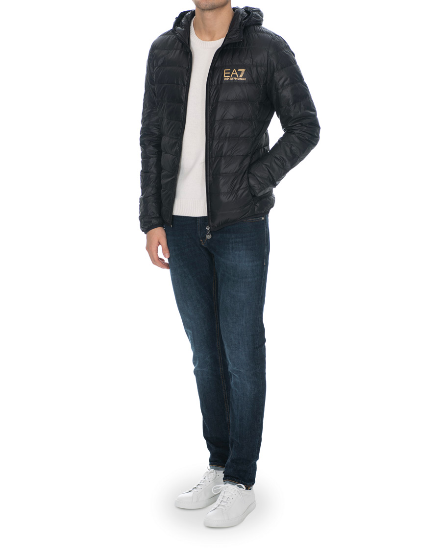 Heren | Jassen | EA7 | Train Core Light Down Hoodie Jacket Black/Gold