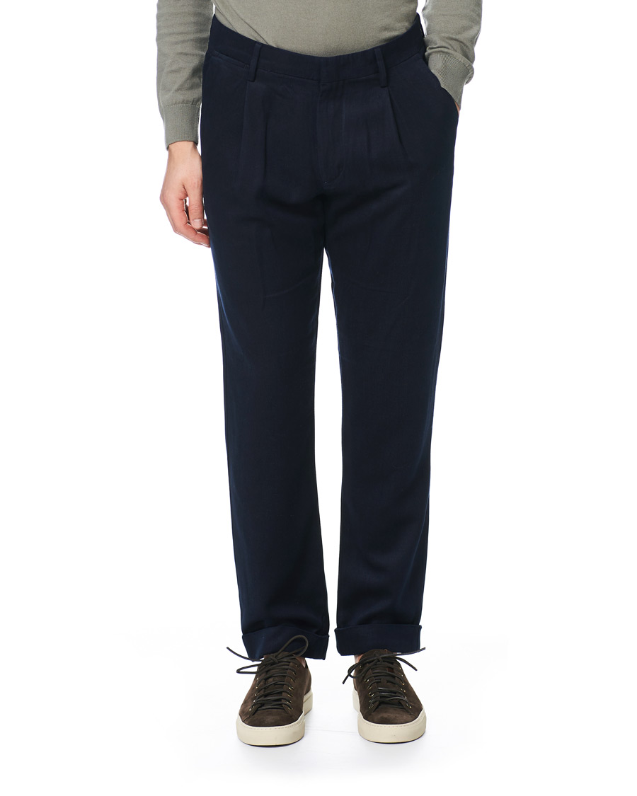 Heren | Broeken | NN07 | Codo Pleated Turn Up Trousers Navy