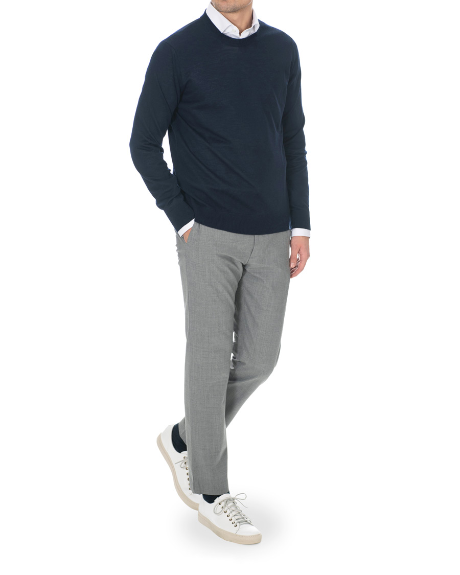 Heren | Broeken | NN07 | Theo Wool Trousers Grey Melange
