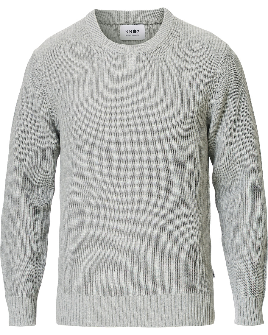 Heren | Truien | NN07 | Knut Cotton Ribbed Crew Neck Medium Grey
