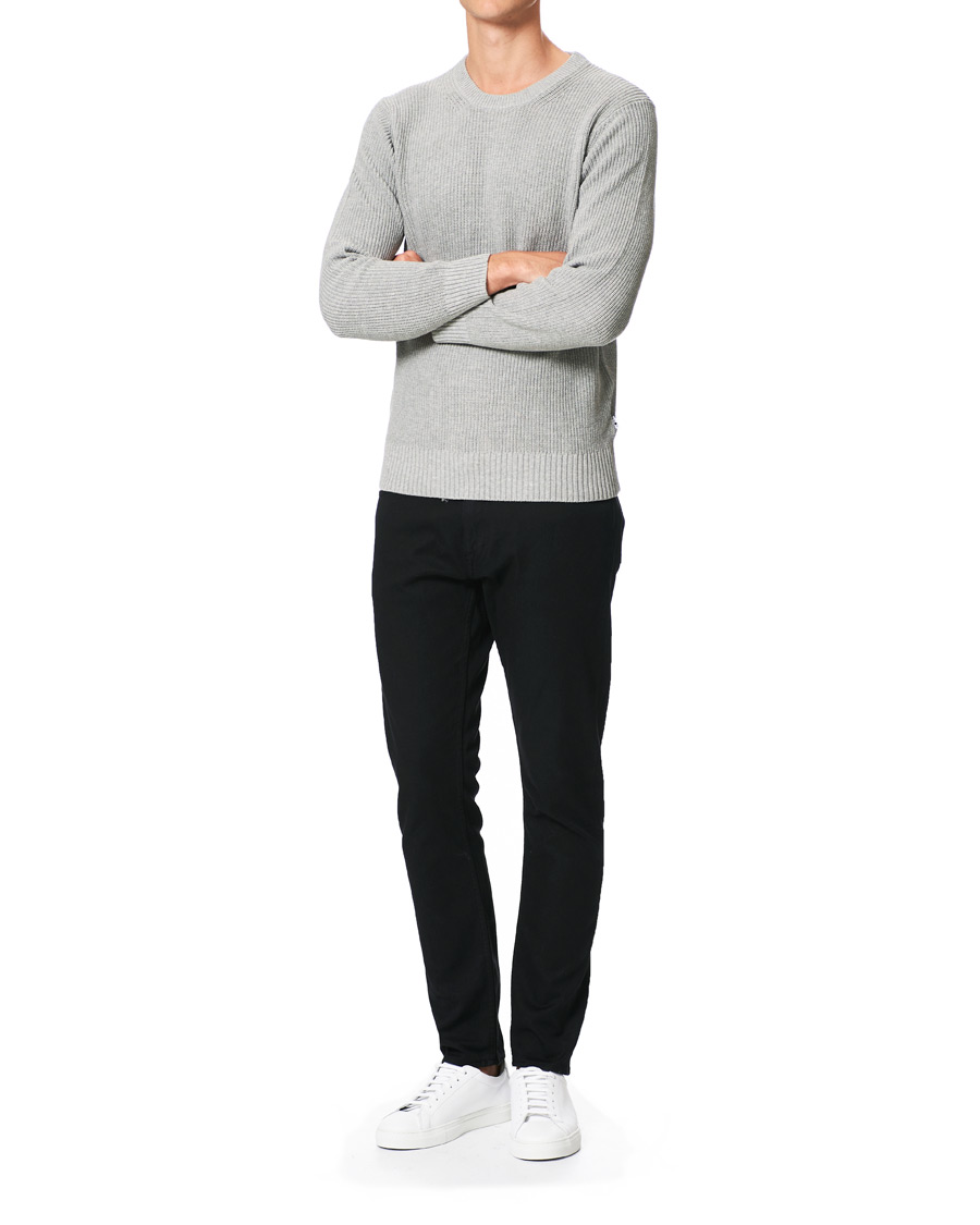 Heren | Truien | NN07 | Knut Cotton Ribbed Crew Neck Medium Grey