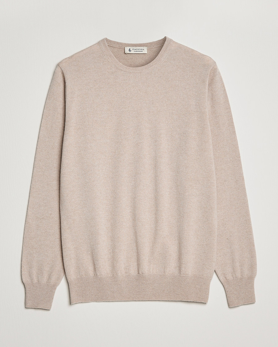 Heren | Truien | Piacenza Cashmere | Cashmere Crew Neck Sweater Beige