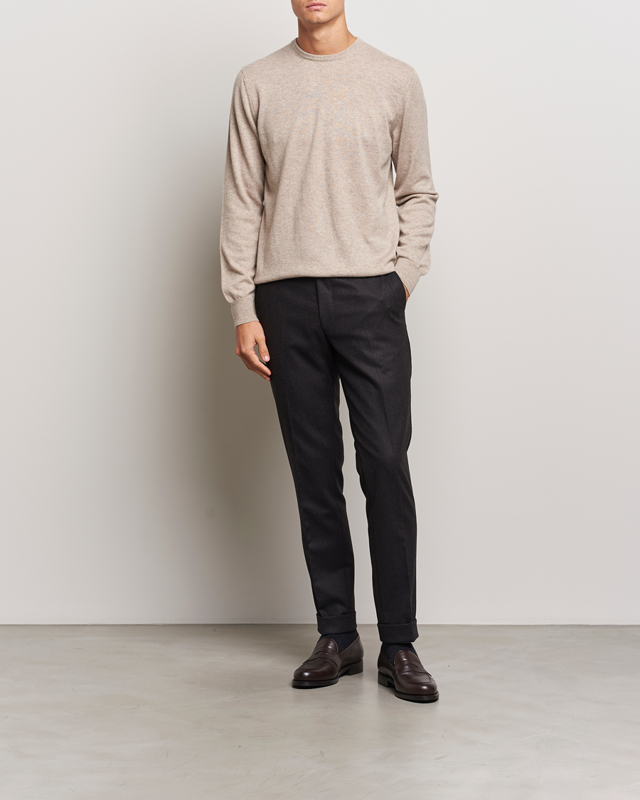 Heren | Truien | Piacenza Cashmere | Cashmere Crew Neck Sweater Beige