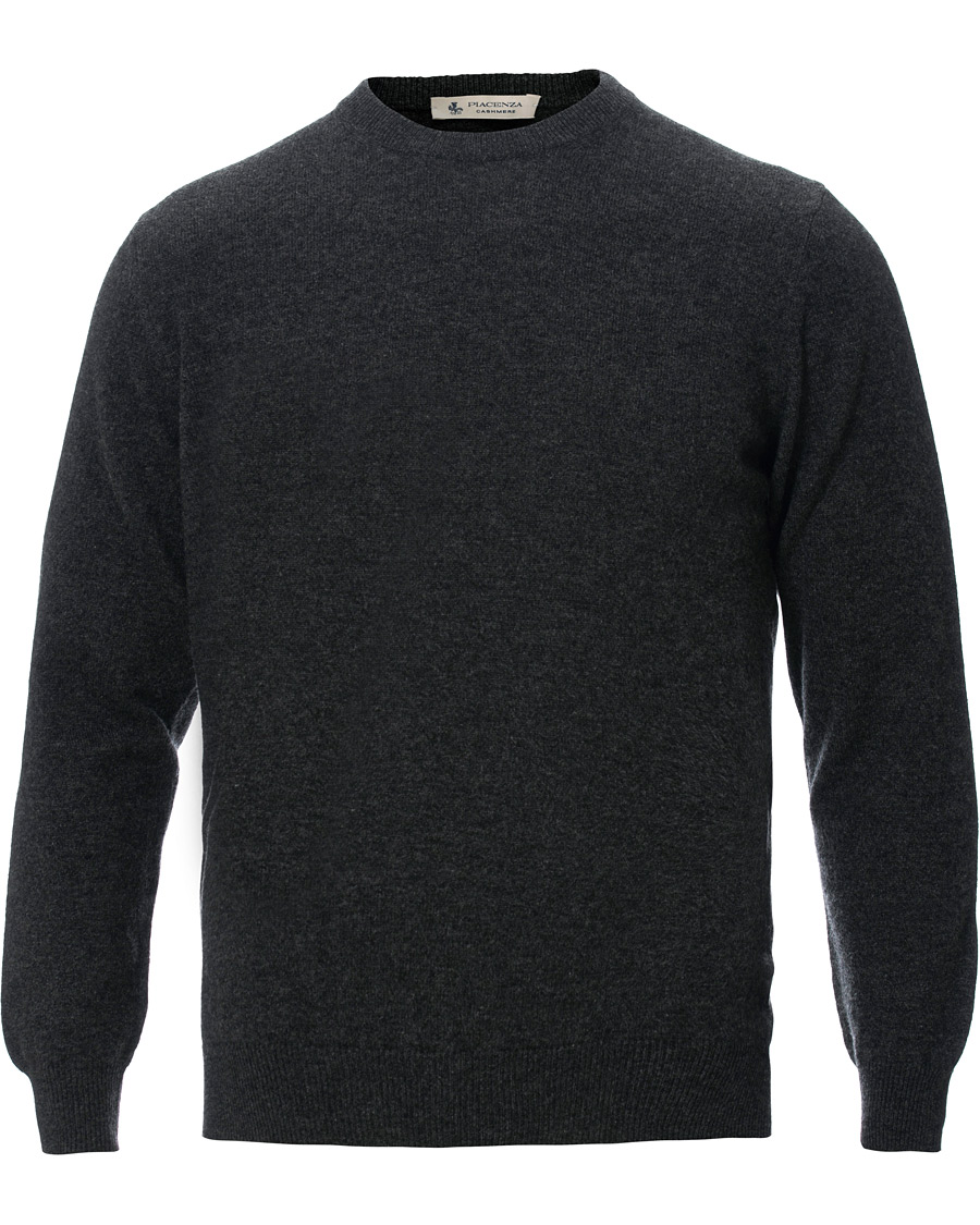 Heren | Truien | Piacenza Cashmere | Cashmere Crew Neck Sweater Charcoal