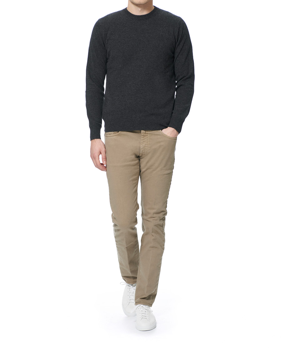Heren | Truien | Piacenza Cashmere | Cashmere Crew Neck Sweater Charcoal