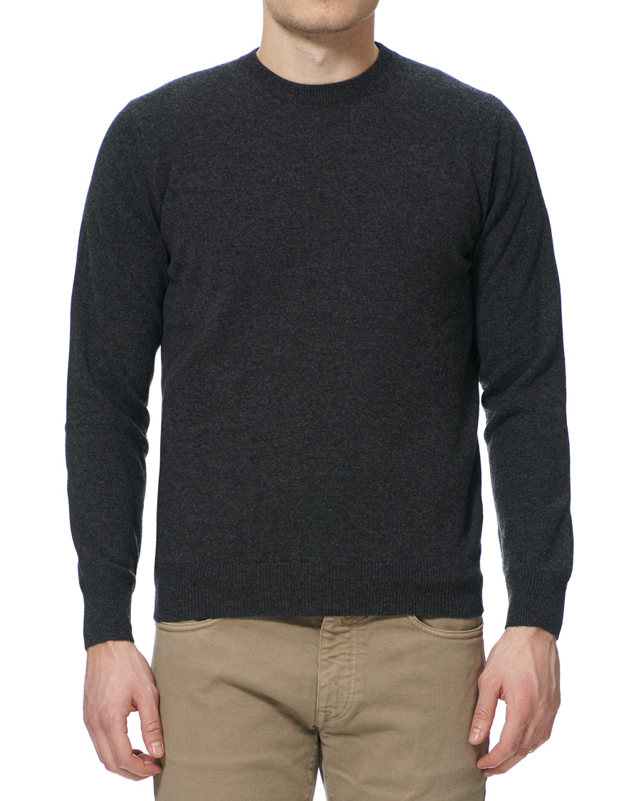 Heren | Truien | Piacenza Cashmere | Cashmere Crew Neck Sweater Charcoal