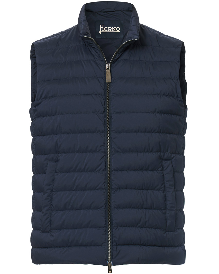 Heren | Jassen | Herno | Nuage Matt Nylon Vest Deep Blue