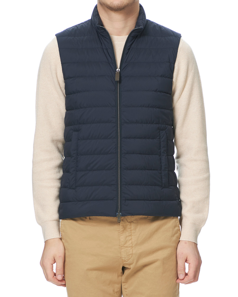 Heren | Jassen | Herno | Nuage Matt Nylon Vest Deep Blue