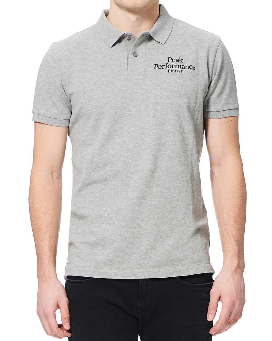 Heren | Polo's | Peak Performance | Original Logo Polo Medium Grey Heather