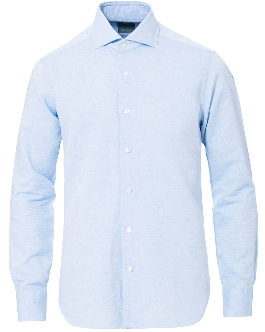 Heren | Overhemden | Barba Napoli | Dandylife Slim Fit Cotton/Linen Shirt Blue