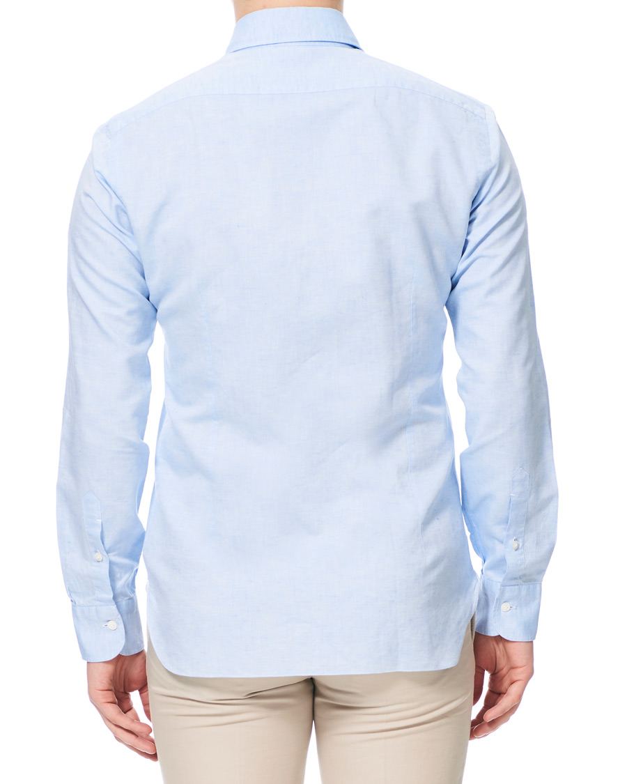 Heren | Overhemden | Barba Napoli | Dandylife Slim Fit Cotton/Linen Shirt Blue